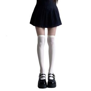 Women Japanese Anime Colorful Opaque Silk Thigh High Stockings JK Girls Over Knee Long Socks Cosplay Costume Hosiery