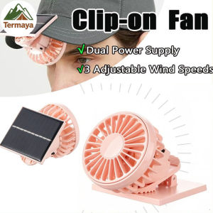 Termaya Clip on Hat Fan Portable Solar Powered Lightweight Hands Free Personal Fan for Fishing Hiking Travel