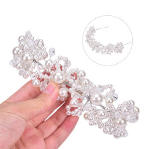 Minwen Cô Dâu đám cưới Headband pha lê hoa vương miện Vương Miện Ngọc Trai Rhinestone tóc ban nhạc