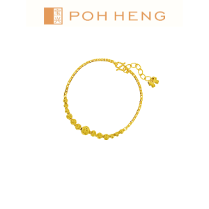 Poh Heng Jewellery 24K Beaded Chain Bracelet in Yellow Gold Price By Weight]