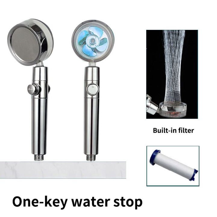 Shower Head Water Saving Flow 360 Degrees Rotating With Small Fan ABS