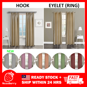 Thick Curtain BLACKOUT 80% Anti UV Window Sliding Door Plain Color(Eyelet/Hook)Langsir Tingkap Kain Tebal