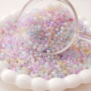 4mm Glass Frosted Aurora Rice Beads For Handmade Bracelet Necklace Earring DIY Craft Jewelry Making Accessories