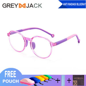 Grey Jack/Kacamata ANAK anti radiasi BLUERAY komputer HP TV TR90  Lembut dan nyaman / 2231