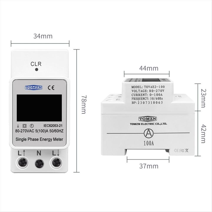 Requisite 3In1 Din Rail AC 110V 220V 100A Energy Meter Single Phase ...