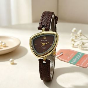FWFHTP Dây da Đồng hồ hình tam giác không đều Cơ chế thạch anh số nhỏ Đồng hồ đeo tay dây da Sang trọng Chống thấm nước Đồng hồ thời trang Phụ nữ