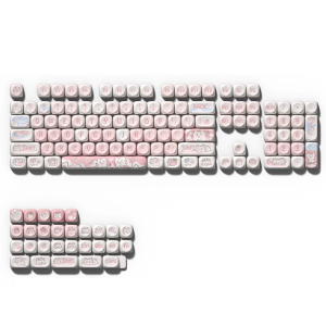 Colorful Keycaps Strawberry Kitten 132Keys Customization MOA Height Set For Mechanical Keyboards Switches Keycap Set