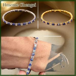 Hmeme Blue Eye Adjustable Zircon Tennis Chain Bracelets For Women Men Jewelry Gifts