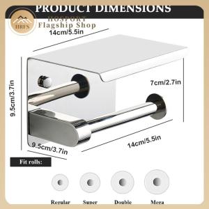 【HRFS】 ที่ใส่กระดาษชำระสแตนเลสแบบติดผนังไม่ต้องเจาะ ทนทาน สีเงิน สไตล์โมเดิร์นใช้งานง่าย