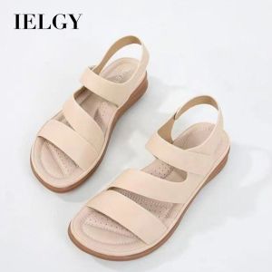 Ielgy Dép nữ đế bệt mùa hè mới da tạo cảm giác thoải mái đế mềm chống trượt với bàn chân rộng Giày nữ béo