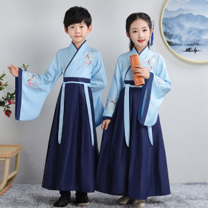 daidai (Ready Stock) Children Tradtional Boy Girl Hanfu Chinese Cloth Kid Costume Performance Kostum Baju 儿童古装襦裙汉服男女童演出服三字经弟子规表演服