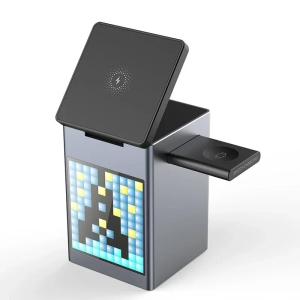 Multi-functional 6-in-1 Magnetic Wireless Charger Bluetooth Audio Clock Folding Fast Charge For Apple & Andriod Devices