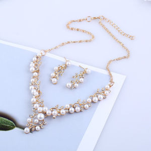 LYM Elegant Bridal Wedding Faux Necklace Earrings Jewelry Set Wedding Party Gift