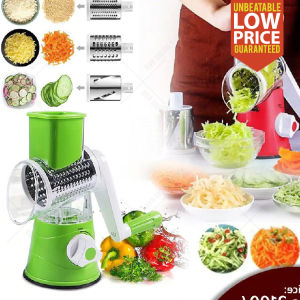 3in1 Tabletop Rotary Drum Grater Shredder Slicer Cutter Interchangeable Stainless Steel Blades / Pemarut Sayur Dan Buah