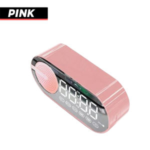 Bluetooth Speaker Wireless with FM Radio LED Mirror Alarm Clock Subwoofer Music Player Desktop Clock