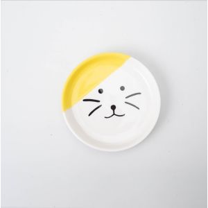 Cat Bowl Ceramic High-foot Neck Guard Food Bowl Shallow Mouth Large Caliber Pet Food Bowl Garfield Special Flat Face Bowl Snack Plate