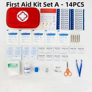 First Aid Emergency Kit – Medical Supplies Set with Flashlight for Family Car & Outdoor Use