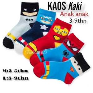 (3 PASANG) KAOS KAKI ANAK LAKI LAKI MOTIF SUPERHERO KAOS KAKI ANAK PANJANG MOTIF KARAKTER UMUS 4 -9 TAHUN TK SD TERMURAH