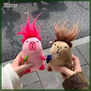 Fitow Creative Cute Capybara Plush Keychain Soft Stuffed Animal Doll Keyring Car Charms Backpack Pendant Decoration Accessories Gifts