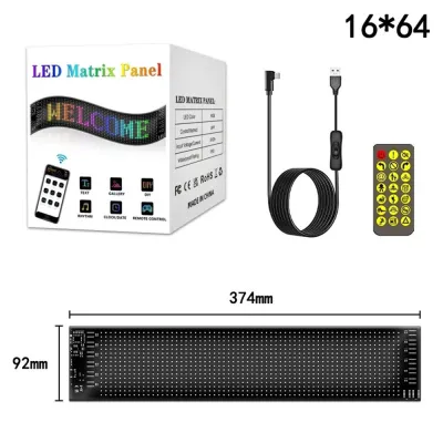 แผงเมทริกซ์ LED หน้าจอแสดงผล LED ป้ายรถภาพเคลื่อนไหว LED แผงพิกเซลเมทริกซ์ LED ยืดหยุ่นแอพบลูทูธรีโมทคอนโทรล 5V USB LED
