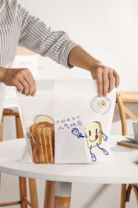 Plastik Roti Tawar Ziplock 32x27 cm Motif Bakery – FIGHTING | HELLO | TOSS | WOW | Kemasan Roti Tawar Food Grade | Estetik & Tahan Lama | Praktis untuk Usaha Bakery