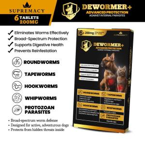 Supremacy Dewormer+ Oral Chewables for Dogs & Cats Broad Protection Against Internal Worms Helps Remove Roundworms Hookworms & Tapeworms Easy-to-Give Chewable Deworming Tablets Supports Healthy Digestion Gut Balance & Daily Pet Wellness