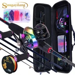 Sougayilang Spinning Fishing Full Kit 4 Section MLPower 2.1m Fishing Rod  with 1000-3000 Series 13+1B