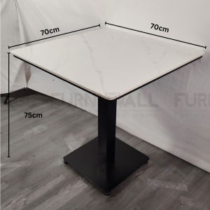 Furnimall Dining Table Sintered Stone Glossy Top Modern Cafe Table Restaurant Meja Makan Luxury