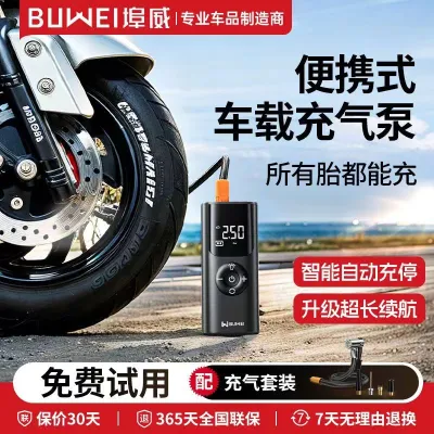 Buwei QS002 Portable Electric Pump Inflator | Pump Car Motorcycle Ball Bicycle OLED Large Screen Long Battery Life Night Light Power Bank Compact Easy To Keep Automatic Stop Digital Display Type C Charging (Boxx)