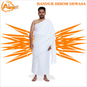 PERLENGKAPAN UMROH BAJU MUSLIM IHROM ALL SIZE DEWASA PUTI POLOS KAPORIT KAIN IHROM MUSLIM SATU SET IHRAM PRIA DEWASA
