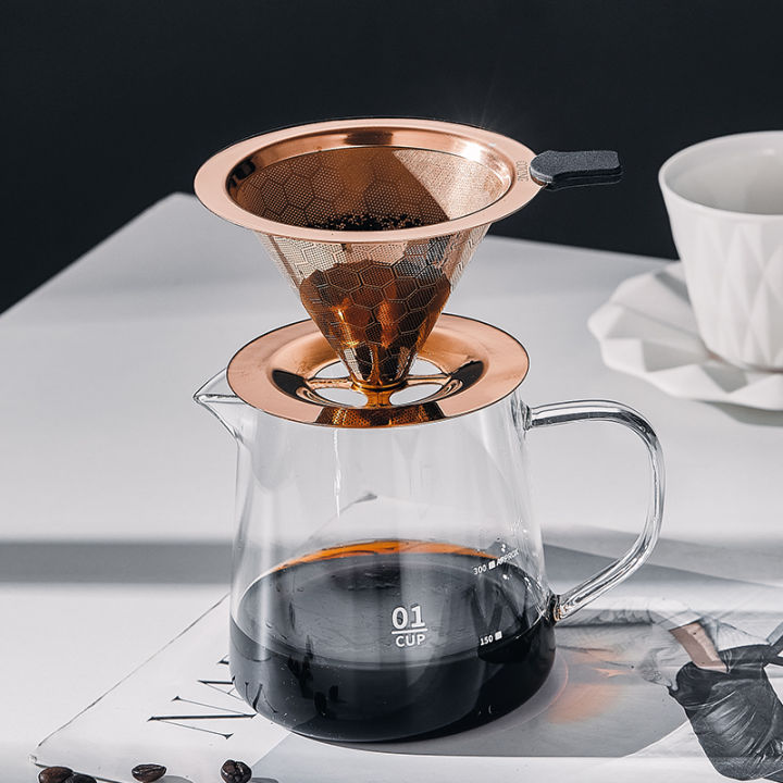 BINCOO Coffee Dripper Stainless Steel Coffee Filter Cup HandPour