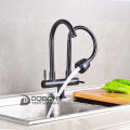 DOBOHT สแตนเลสเดี่ยวน้ำเย็นแตะคู่คู่พวยก๊อกน้ำห้องครัว CT0089SS-BL. 