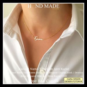 kalung nama titanium anti karat anak dewasa kalungnama aksesoris wanita necklace titanium aksesoris fashion