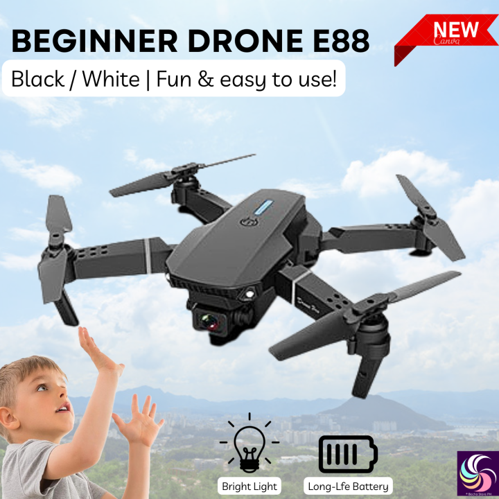 Beginner Drone Promo Price E88 Rotatable Black White For all