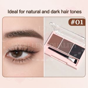 New 3D Brow Powder Kit - 3 Colors Smudge-Proof Includes Brush Suitable for All Skin Types Eyebrow Powder
