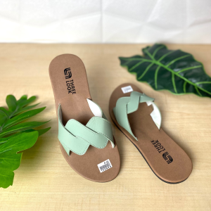 THREELOOK Official - Sandal Kulit Wanita Flat Non Slip - Erika