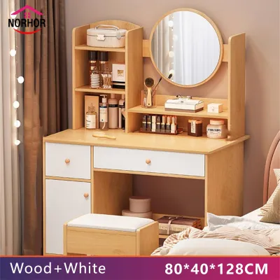 NORHOR Vanity Wooden Vanity Vanity Mirror With Table Set Dresser Cabinet Bedroom Lockers Simple Lockers