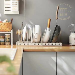 Classy Luxe Pot Cover Rack Countertop Multifunctional Non-perforated Sitting Storage Rack Household Adjustable Kitchen Rack