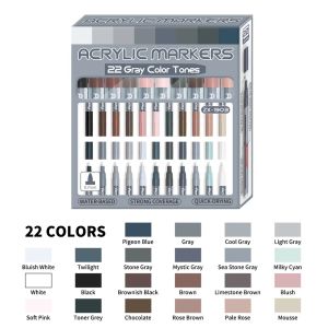 DUY26 22 Colors Acrylic Paint Pens Pro Color Series Extra Fine Tip Art Painting Markers Pens Smooth 0.7mm Tip Drawing Colored Pen Art Projects