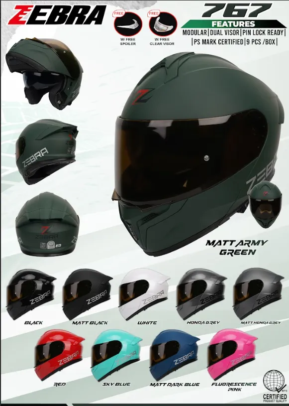 Zebra 767 modular helmet full face helmet motorcycle dual visor