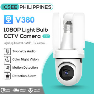 V380 Pro 1080P HD 360° PTZ Wireless WiFi Security Camera with Color Night Vision and Two-Way Audio - E27 Light Bulb Voice Connect 1-Year Warranty