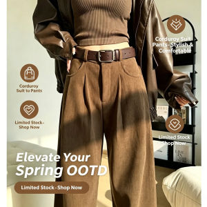 Japanese and Korean Style Corduroy Womens Pants in Autumn and Winter with Wide Legs and A Casual and Lazy Style Suit Pants2026