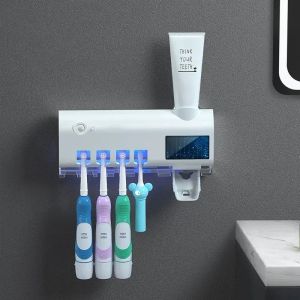 Toothbrush Sterilizer UV Light Toothpaste Dispenser Auto Squeezer USB Charging Bathroom Toothbrush Sterilization Holder 牙刷消毒器
