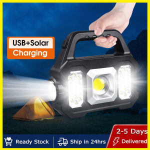 🇸🇬【SG stock】Solar Work Light Portable Camping Light Handheld Emergency Lamp Floodlight Flashlight Spotlight SOS Warning Light Outdoor Waterproof Light USB Rechargeable Mobile Power Lamp for Camping Outdoor Working