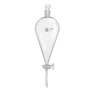SEPARATORY FUNNEL PEAR SHAPE GLASS STOPPER AND GLASS STOPCOCK