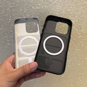Honeycomb Mesh Heat Dissipation Magnetic Case For iPhone 17 16 15 14 Plus 13 12 Pro Max For Magsafe Hard PC Slim Cover Funda