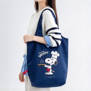 Tạp Chí Nhật Bản bổ sung Snoopy đầu bếp phong cách có thể gập lại túi đi chợ thân thiện với môi trường thêm túi Tote sức chứa lớn cho mua đồ dã ngoại