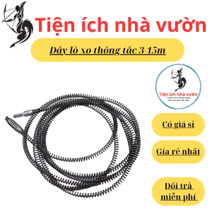 Dây thông tắc cống thông bồn cầu lò xo inox không gỉ phi 10mm siêu bền dài 3m 5m 8m 10m12m15m lắp máy khoan có tay quay