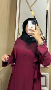 Gamis Premium Crinkle Airflow: Desain Polos Nyaman & Terbaru