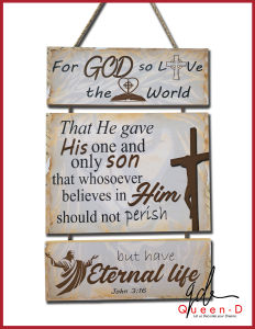John 3 16 Bible Verses Wall Art Wooden Hanging Decor 53x25.5 | Rustic | Home Decor